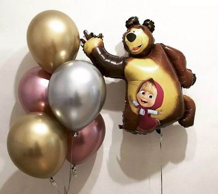 Сет с шарами хром \"Маша и медведь\" — купить за 2040 ₽ Сет с шарами хром \"Маша и медведь\" — воздушные шары с доставкой в Москве