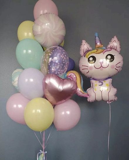 Сет для девочки \"Кошечка Единорог\" — купить за 4560 ₽ Сет для девочки \"Кошечка Единорог\" — воздушные шары с доставкой в Москве