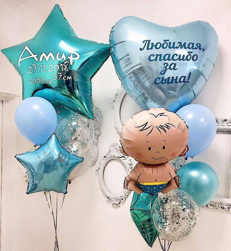 Композиция из шаров на выписку \"Новорожденный Бум\" — купить за 6360 ₽ Композиция из шаров на выписку \"Новорожденный Бум\" — воздушные шары с доставкой в Москве | LovelyBall
