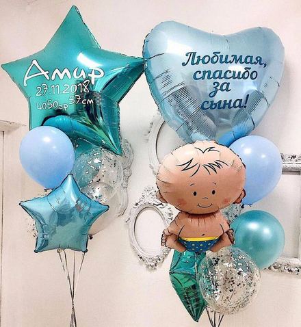 Композиция из шаров на выписку \"Новорожденный Бум\" — купить за 6360 ₽ Композиция из шаров на выписку \"Новорожденный Бум\" — воздушные шары с доставкой в Москве