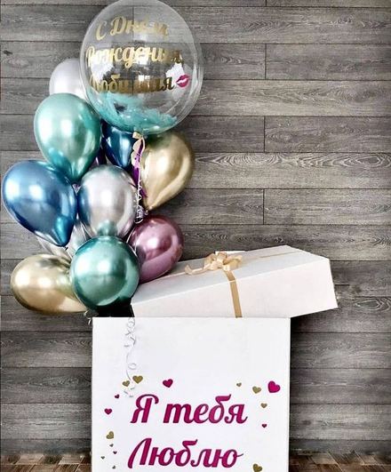 Коробка с шарами С Днем Рождения! — купить за 5040 ₽ Коробка с шарами С Днем Рождения! — воздушные шары с доставкой в Москве