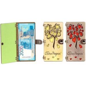 Купюрница ручной работы "С днем рождения" Сердца
