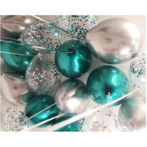 Шары под потолок «Изумруды и серебро»