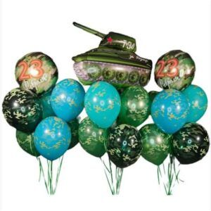 Композиция из шаров с танком на 23 февраля