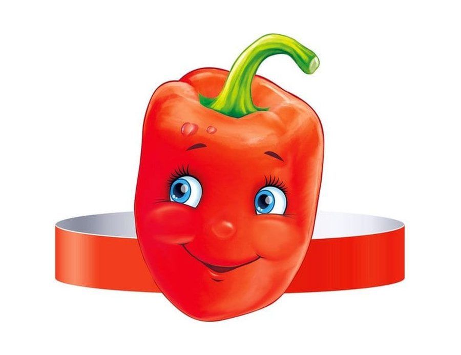 Ма-10451 маска-ободок перец. Шапочки маски овощей. Маски шапочки овощей для детского сада. Ободки овощей для детского сада.