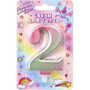 Свеча-цифра  "2" Северное сияние