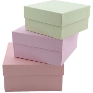 Набор коробок 3в1 квадрат 18х18х9,5 / 16х16х8,5 / 14х14х7,5см, однотонка, Зефир