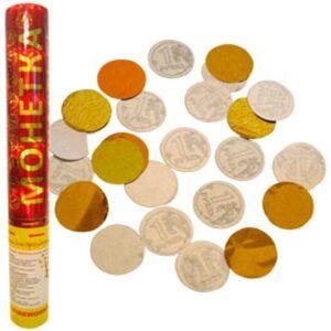 Пневмохлопушка Деньги Монетка на счастье золотое