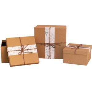 Набор коробок 3в1 квадрат 23х23х14 / 20х20х12 / 17х17х10см, эйфелева башня, крафт