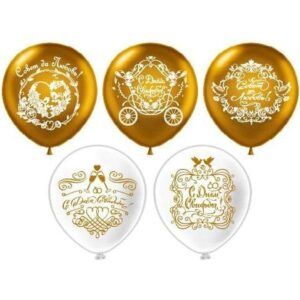 Шар шелк рис. 2ст. Свадьба. Золото. 5 дизайнов