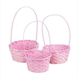 Набор корзин плетеных (бамбук) 21хH10/36, 18хH10/34, 16хH10/32см, круг, светло-зеленый