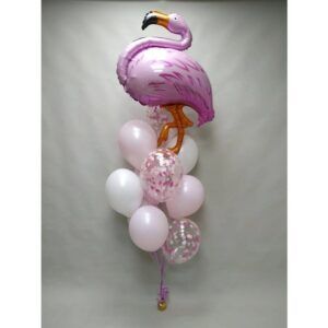 Композиция из шаров Фламинго белый розовый