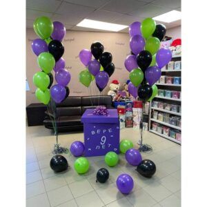 Коробка сюрприз с воздушными шарами - с днем рождения