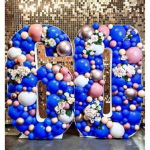 Аэромозайка - Композиция из шаров цифра дата 60 лет - юбилей