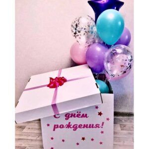 Коробка сюрприз с воздушными шарами - С днем рождения