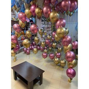 Композиция шаров "Радуга" Золотой розовый