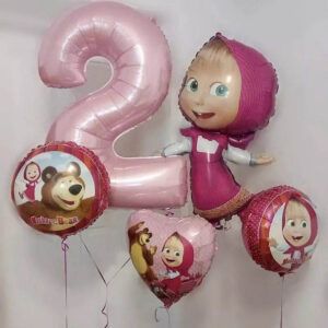 Сет из фольгированных шаров с рисунком "Маша и Медведь"