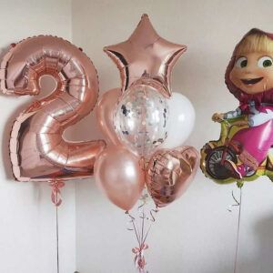 Сет из шаров на день рождения с фигурой "Маша на велосипеде"