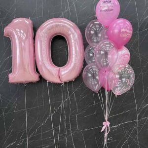 Сет с прозрачными шарами и розовыми цифрами "Для супер девочки"