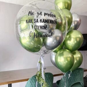 Фонтан из шаров и бабблс шар - Лайм