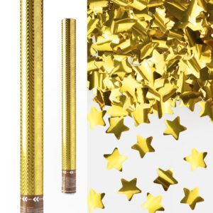 Пневмохлопушка (24/60 см), Волны, Звезды фольга, Золото, Голография, 1 шт.