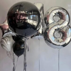 Композиция из шаров и бабблс шар - Ночь