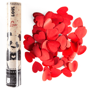 Пневмохлопушка (12/30 см), Панда, Сердца тишью, Красный, 1 шт.