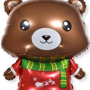 Шар (33''/84 см) Фигура, Новогодний мишка, 1 шт.