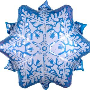 Шар (22''/56 см) Фигура, Снежинка, Голубой/Серебро, 1 шт.