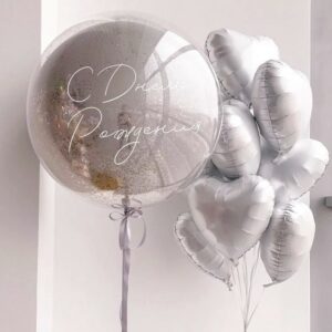 Фонтан из шаров и бабблс шар - Зимняя сказка