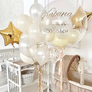 Композиция из шаров и бабблс шар - Дикий жемчуг