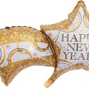 Шар (40''/102 см) Фигура, Счастливого Нового Года (комета), Золото, 1 шт.