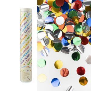 Пневмохлопушка (12/30 см), С Днем Рождения, Круги фольга, Ассорти, 1 шт.