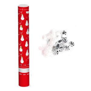 Пневмохлопушка (16/40 см), Снеговики, Снежинки фольга и тишью, Белый/Серебро, 1 шт.