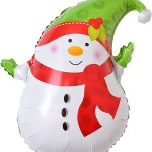 Шар (29''/74 см) Фигура, Снеговик в зеленом колпачке, 1 шт.