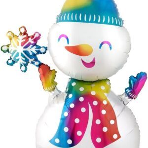 Шар (43''/109 см) Фигура, Снеговик в ярком шарфе, Градиент, 1 шт.