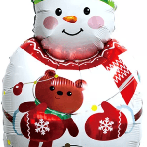 Шар (34''/86 см) Фигура, Снеговик с плюшевым мишкой, 1 шт.
