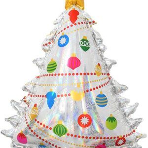 Шар (32''/81 см) Фигура, Новогодняя елка, Серебро, Голография, 1 шт.