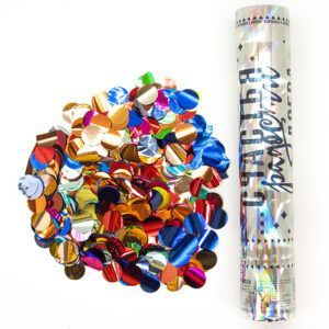 Пневмохлопушка (12/30 см), Счастья, Радости, Добра!, Круги фольга, Ассорти, Голография, 1 шт.