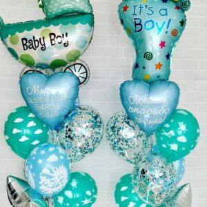 Композиция из шаров на выписку "Зеленое счастье "