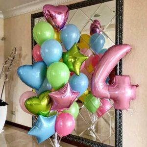 Композиция из шаров "Радужный Фонтан из шаров с Цифрой"