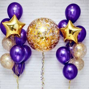 Композиция из шаров "Баблс в фиолетовом золоте"